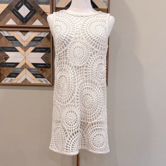 NakedCashmere Alessandra Crochet Cashmere Blend Mini Dress Ecru XS - Picture 2 of 13